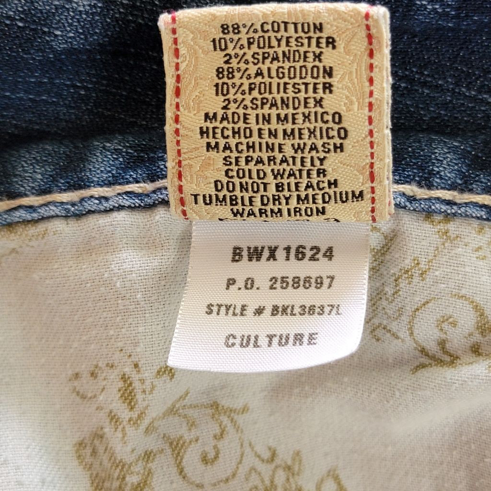 BKE 34 Culture Bootcut Boot Cut Medium Wash Mid Rise Stretch Jeans Distressed - Picture 12 of 15